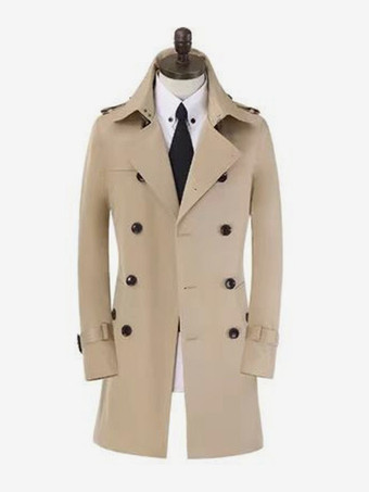 ライト アプリコットメンズトレンチコート カジュアル ライトアプリコット シック スリムフィットコート