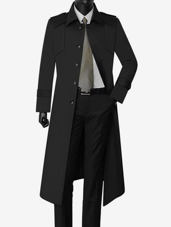 ブラック メンズ ロングラインコート ダブルブレスト コーヒーブラウン ファッション オーバーコート