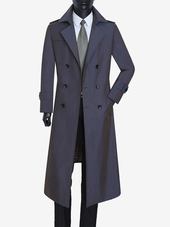 ディープブルーメンズ ダブルブレスト ラペル カジュアル モダン ロングライン コート