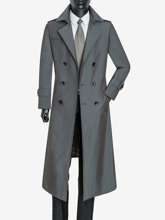 グレイメンズ ダブルブレスト ラペル カジュアル モダン ロングライン コート
