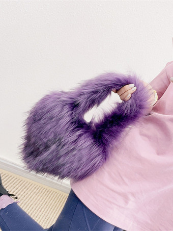 パープル レディースバッグ キャメル