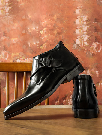 メンズ ドレス マーティンブーツ 牛革 シック ブラック ジッパー アンクル ショートブーツ