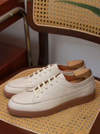 メンズ カジュアル ブリティッシュ スタイル スニーカー 牛革 エンボス加工 ストラップ レトロ スポーツ スケートボード ホワイト シューズ