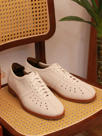 メンズカジュアルスニーカー牛革レトロスポーツスケートボードホワイトシューズ