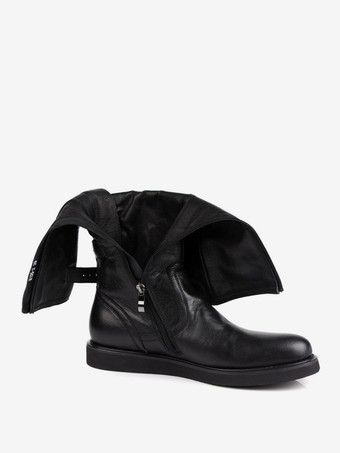 Botas altas hasta la rodilla con hebilla para hombre de cuero auténtico estilo vaquero estilo western y motociclista