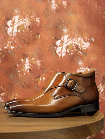 ブラウン メンズ ドレス マーティンブーツ 牛革 シック ブラック ジッパー アンクル ショートブーツ