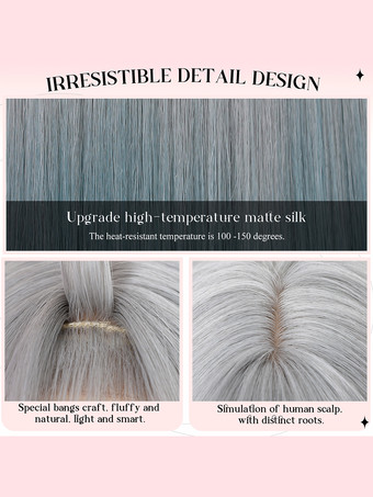 女性用ロングウィッグ シアン ストレート 耐熱ファイバー グラマラス 乱れたロング 合成ウィッグ