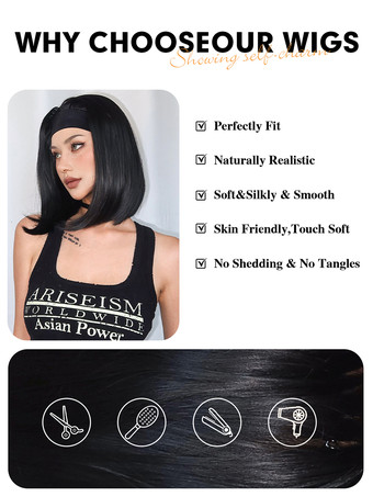 合成ウィッグ ブラック ストレート 耐熱ファイバー 乱れたショート レディース ショートウィッグ 女性用