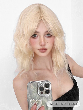 合成ウィッグ ゴールド 鈍いフリンジ 耐熱ファイバー レイヤード ショート ガールズ ショートウィッグ 女性用