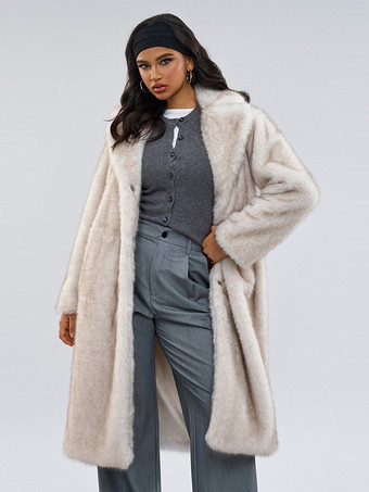 フェイクファーコート エクリュ ホワイト オーバーサイズ エコフレンドリー 冬用ロングジャケット 2025