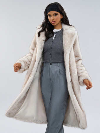 フェイクファーコート エクリュ ホワイト オーバーサイズ エコフレンドリー 冬用ロングジャケット 2025