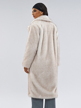 フェイクファーコート エクリュ ホワイト オーバーサイズ エコフレンドリー 冬用ロングジャケット 2025