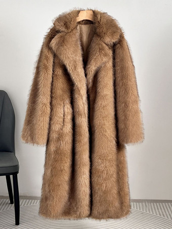 フェイクファーコート ノッチドラペル オーバーサイズ 冬物 ロングジャケット レディース 2025