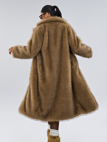 フェイクファーコート ノッチドラペル オーバーサイズ 冬物 ロングジャケット レディース 2025