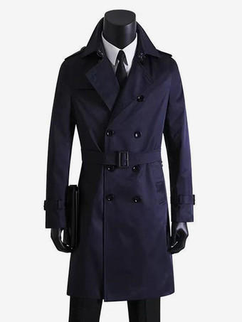 ディープブルーメンズ ベルト付き 長袖 ダブルブレスト コート