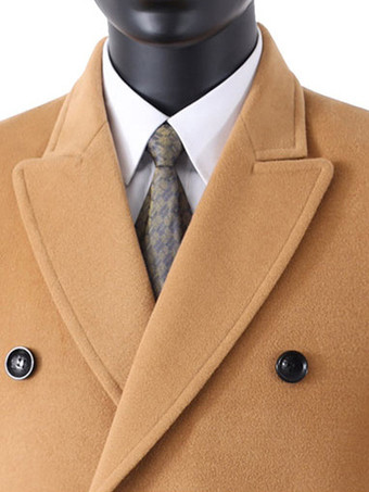 メンズ マキシコート ダブルブレスト シック ブラック スリムフィット ジャケット