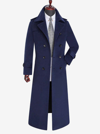ディープブルーメンズ ロングラインコート ウール ノッチドラペルカラー キャメル スリムフィット オーバーコート