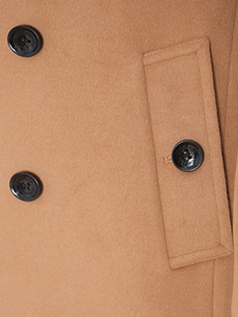 メンズ ロングラインコート ウール ノッチドラペルカラー キャメル スリムフィット オーバーコート