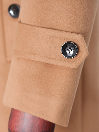 メンズ ロングラインコート ウール ノッチドラペルカラー キャメル スリムフィット オーバーコート