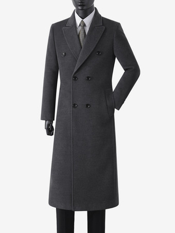 グレイメンズ マキシコート ダブルブレスト シック ブラック スリムフィット ジャケット