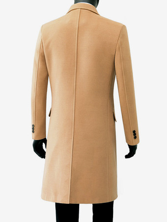 メンズビジネスジャケット マキシコート ダブルブレスト シックなブラックポケット ピーコート