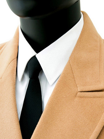 メンズビジネスジャケット マキシコート ダブルブレスト シックなブラックポケット ピーコート