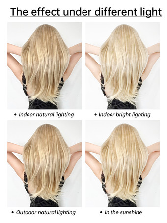 女性用ロングウィッグ ライトゴールド ストレート 耐熱ファイバー エレガント 乱れたロング 合成ウィッグ