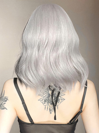 合成ウィッグ ブラック ホワイト ボブ 耐熱ファイバー 乱れたショート レディース 女性用 ショートウィッグ