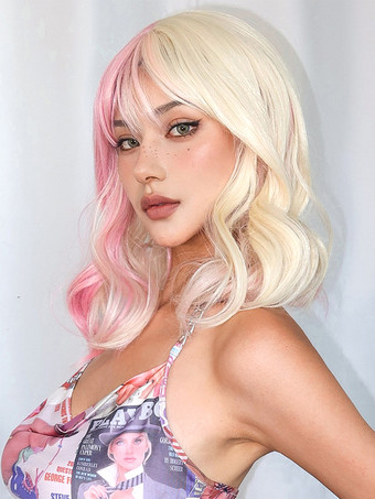 合成ウィッグ ゴールド 前髪/フリンジ付き 耐熱ファイバー 乱れたショート レディース 女性用 ショートウィッグ