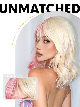 合成ウィッグ ゴールド 前髪/フリンジ付き 耐熱ファイバー 乱れたショート レディース 女性用 ショートウィッグ