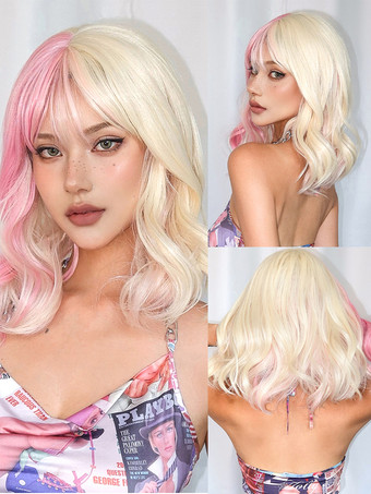 ゴールド 合成ウィッグ ゴールド 前髪/フリンジ付き 耐熱ファイバー 乱れたショート レディース 女性用 ショートウィッグ