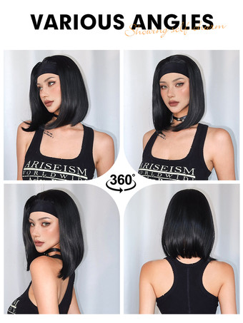 合成ウィッグ ブラック ストレート 耐熱ファイバー 乱れたショート レディース ショートウィッグ 女性用