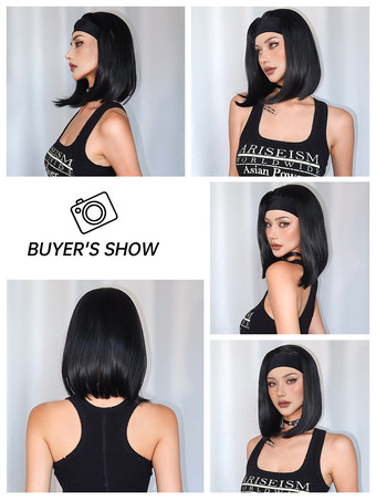 合成ウィッグ ブラック ストレート 耐熱ファイバー 乱れたショート レディース ショートウィッグ 女性用