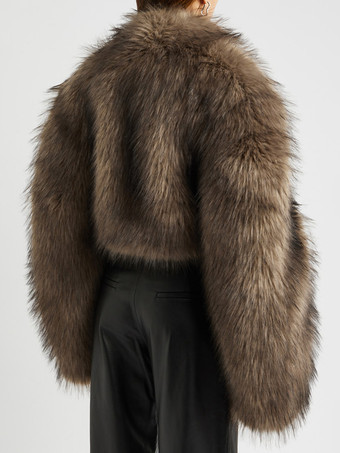 フェイクファーコート ホワイト ウエストラインなし 長袖 フェイクファーコート オーバーサイズ レディースコート