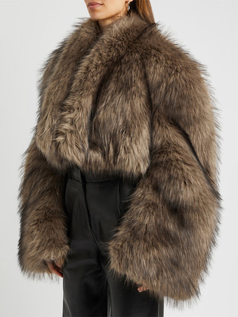 フェイクファーコート ホワイト ウエストラインなし 長袖 フェイクファーコート オーバーサイズ レディースコート