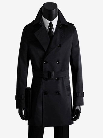 ブラック メンズ ダブルブレストコート ダークブルー ミリタリージャケット