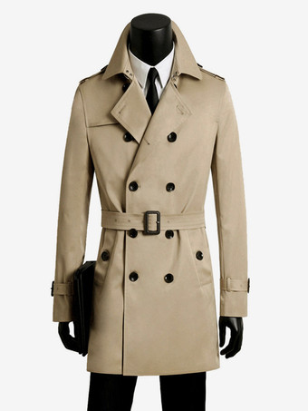 カーキ メンズ ダブルブレストコート ダークブルー ミリタリージャケット