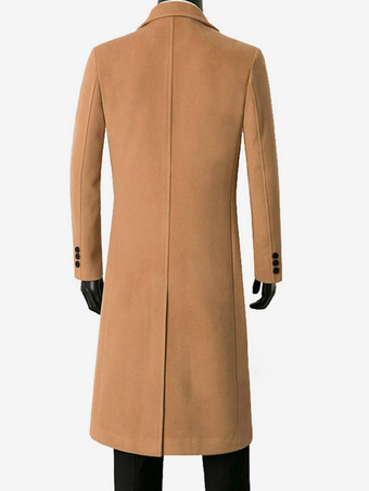 メンズ ウールコート ラペルカラー ロングライン ブルー スリムフィット ジャケット