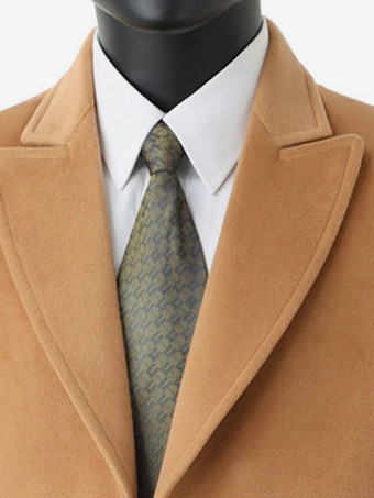 メンズ ウールコート ラペルカラー ロングライン ブルー スリムフィット ジャケット