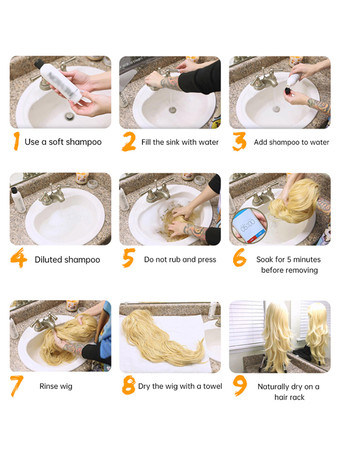 Parrucche Medie Parrucche Sintetiche Parrucche da Donna Oro Chiaro Lisce Fibra Resistente al Calore Parrucca Media Media Per Donna