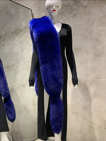 ロイヤルブルー女性用ポンチョ ブラックケープ