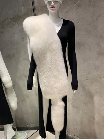 ホワイト 女性用ポンチョ ブラックケープ