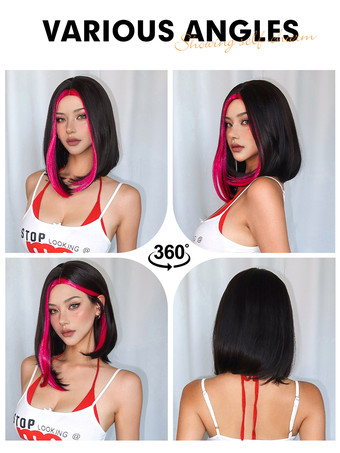 合成ウィッグ ブラック ピクシーズ ボーイカット 耐熱ファイバー ハイライトヘア ショート ガールズ ショートウィッグ 女性用