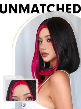 合成ウィッグ ブラック ピクシーズ ボーイカット 耐熱ファイバー ハイライトヘア ショート ガールズ ショートウィッグ 女性用