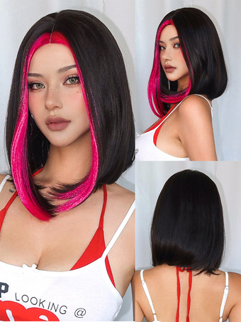 ブラック 合成ウィッグ ブラック ピクシーズ ボーイカット 耐熱ファイバー ハイライトヘア ショート ガールズ ショートウィッグ 女性用