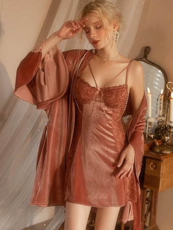 ランジェリー ベビードール シック デイリー カジュアル チェーン ダークローズ シュミーズ