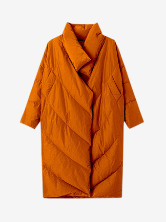 オレンジレディース ダウンジャケット オーバーサイズ ダックダウン