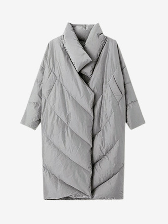 ライトグレー レディース ダウンジャケット オーバーサイズ ダックダウン