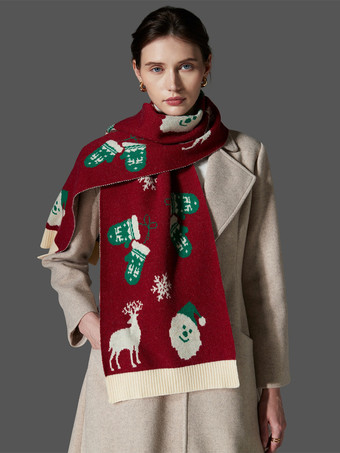 レッド 女性用スカーフ 美しいカラーブロック