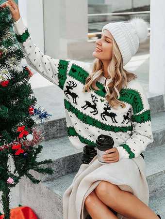 グリーン レディース プルオーバー ブラック カラーブロック ジュエルネック 長袖 オーバーサイズ ポリエステル セーター